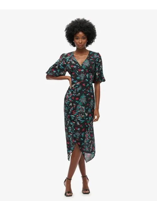 Short Sleeve Sheer Midi Dress