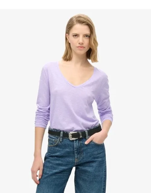 Long Sleeve V Neck Jersey Top