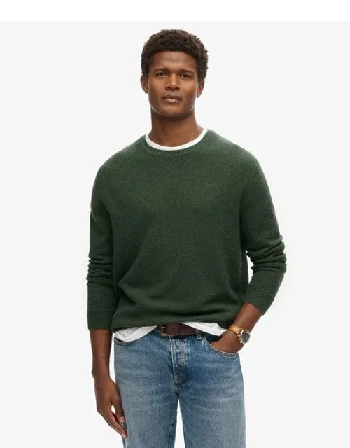 Essential Slim Fit Crew Jumper With Soft Wool Blend Fabric And Ribbed Cuffs