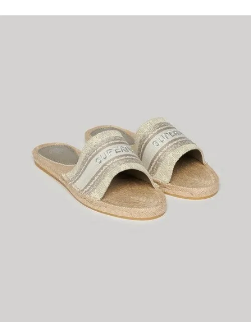 Canvas Espadrille Overlay Sliders