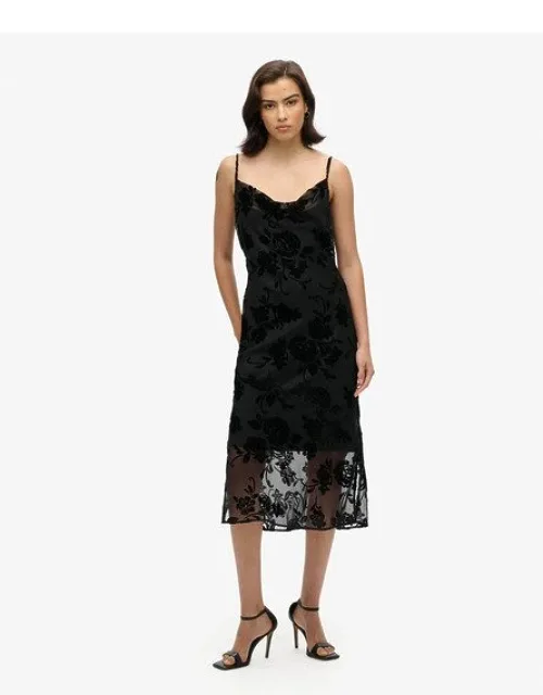 Devore Cowl Neck Midi Slip Dress