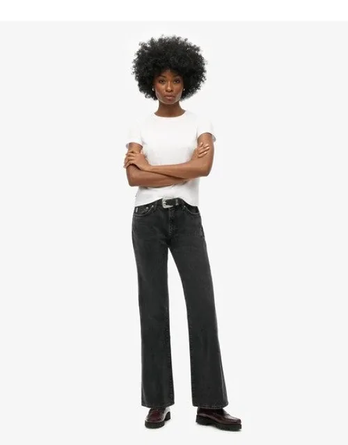 Cotton Mid Rise Slim Flare Jeans