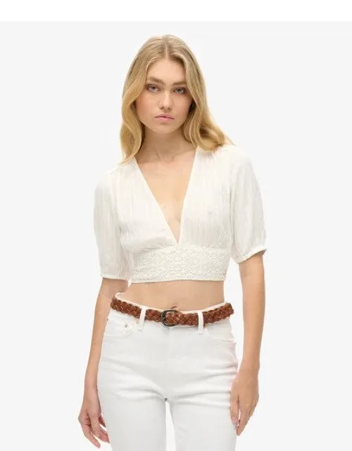 Ibiza Short Sleeve Lace Trim Top