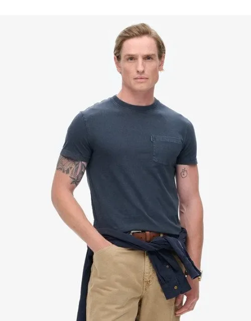 Essential Washed Pocket T-shirt With Ribbed Crew Neck And Relaxed Fit