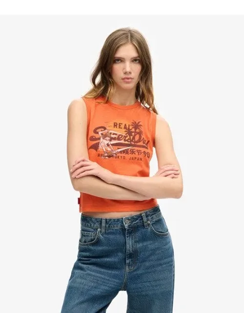 La Vintage Logo Graphic Slim Vest Top