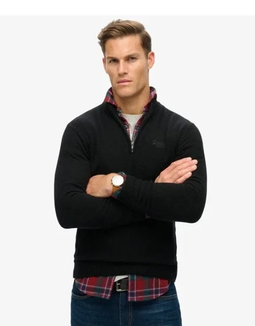 Essential Embroidered Knitted Half Zip Jumper