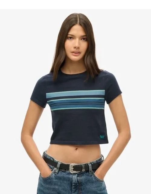 Vintage Stripe Crop T-shirt - Slim Fit, Cropped Design