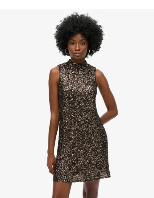 Sleeveless Sequin A-line Mini Dress