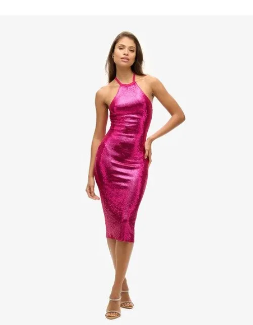 Sequin Halter Neck Midi Dress