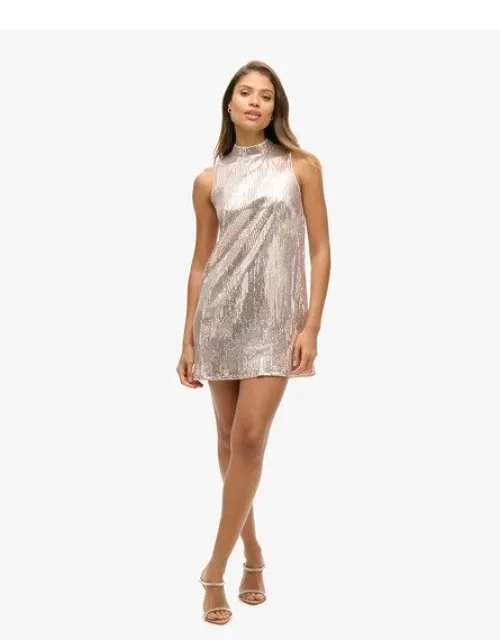 Sleeveless Sequin A-line Mini Dress