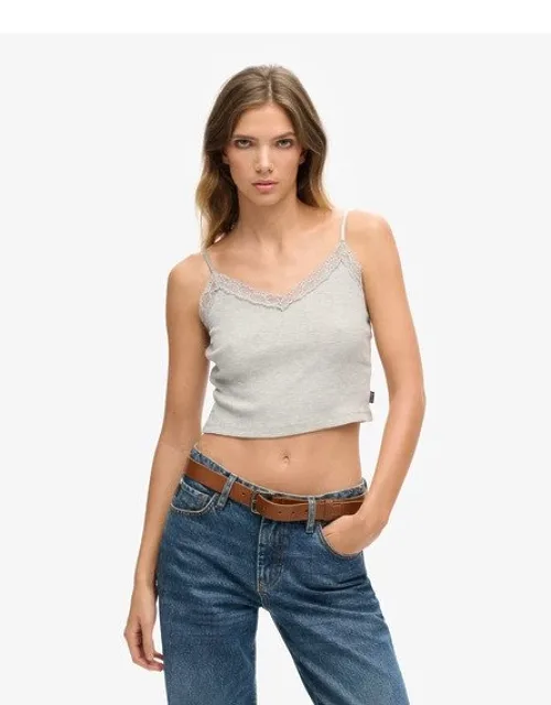 Rib Lace Trim Cami Top