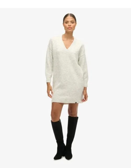V Neck Knit Jumper Dress