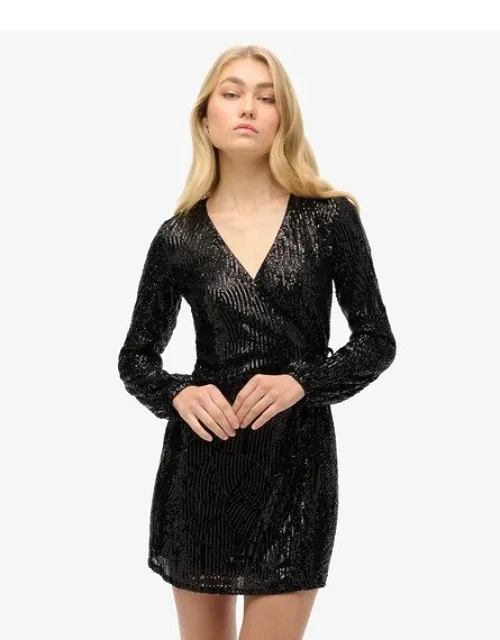 Sequin Wrap Mini Dress