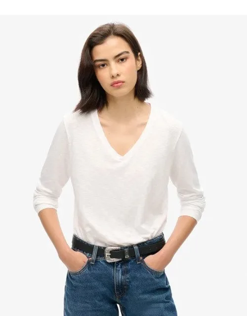 Long Sleeve Jersey V-neck Top