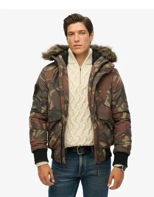 Superdry Hooded Everest Puffer Bomber Jacket With Borg-lined Hood And Detachable Faux Fur Trim