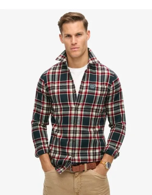 Lumberjack Shirt / Kansas Check - Brushed Cotton Twill Fabric, Button-down Collar