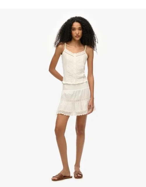 Loose Fit Textured Ibiza Lace Mix Mini Skirt