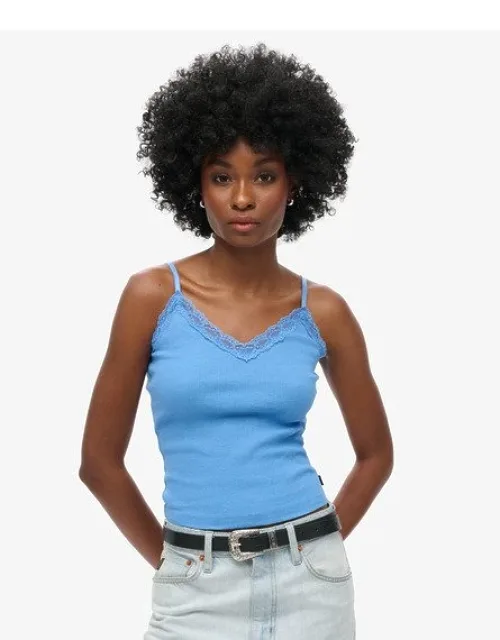Organic Cotton Vintage Rib Lace Trim Cami Top
