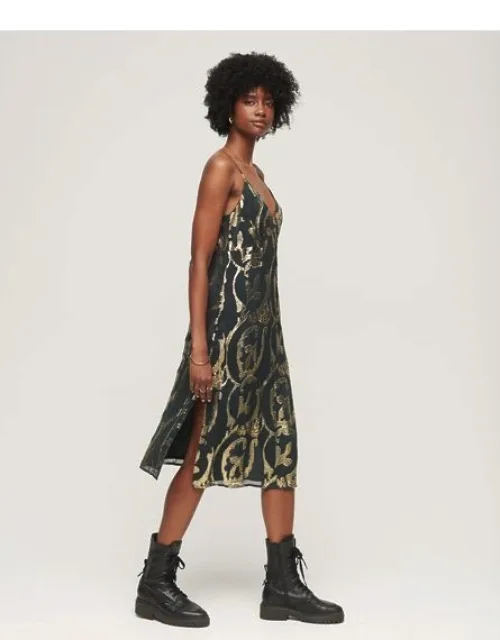 Metallic Midi Slip Dress