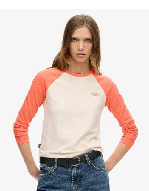 Slim Fit Colour Block Essential Logo Long Sleeve Baseball Top