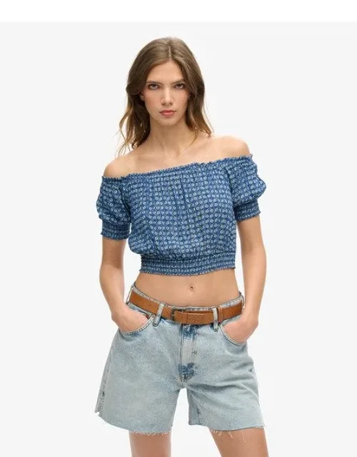Classic Smocked Short Sleeve Crop Top