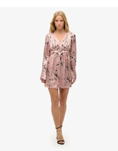 Flare Sleeve Jacquard Mini Dress