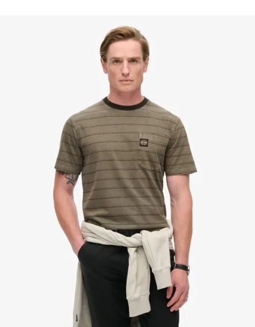 Textured Stripe Pocket T-shirt