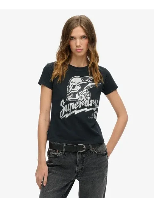 Embellished Poster Fitted T-shirt