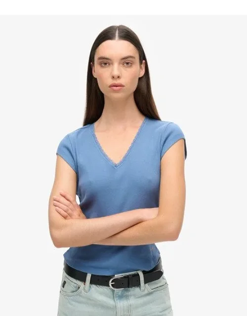 Athletic Essentials Lace Trim V-neck Top