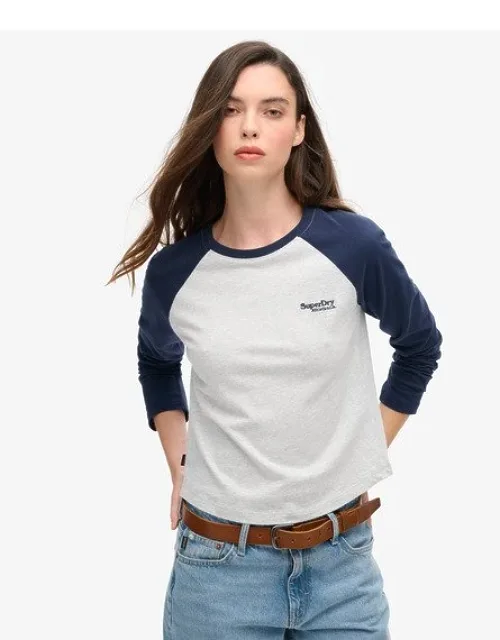 Slim Fit Colour Block Essential Logo Long Sleeve Baseball Top