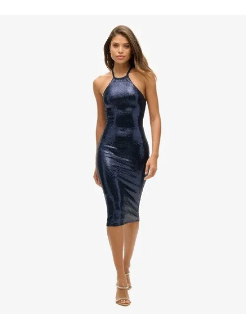Sequin Halter Neck Midi Dress