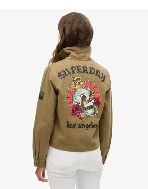 Superdry Embellished Military Jacket With Relaxed Fit And Button Cuffs