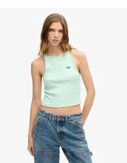Slim Fit Essential Logo Striped Racer Vest Top
