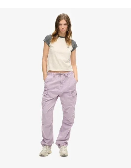 Low Rise Parachute Cargo Pants With Drawstring Waist And Cargo Pockets