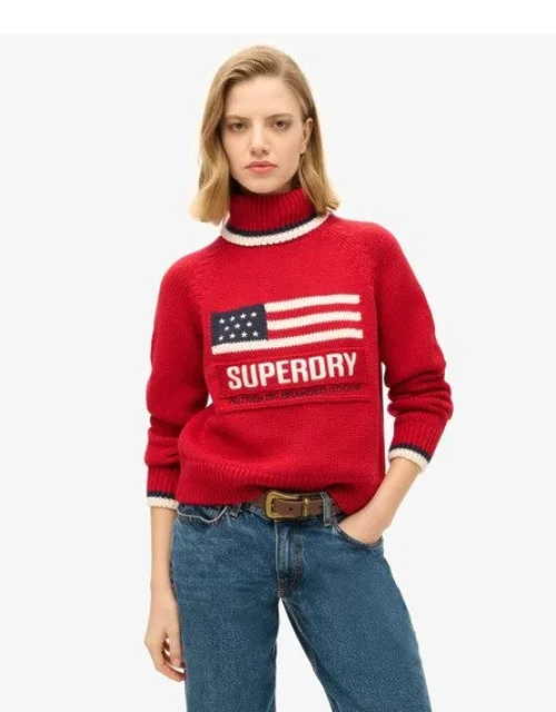 Americana Roll Neck Knit Jumper