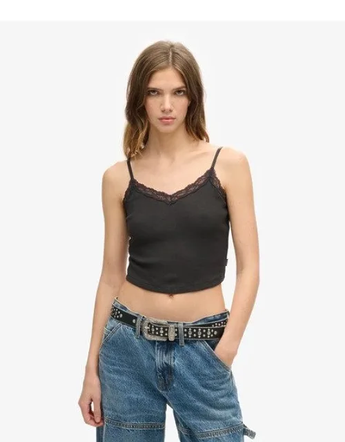 Athletic Essentials Lace Trim Cropped Cami Top