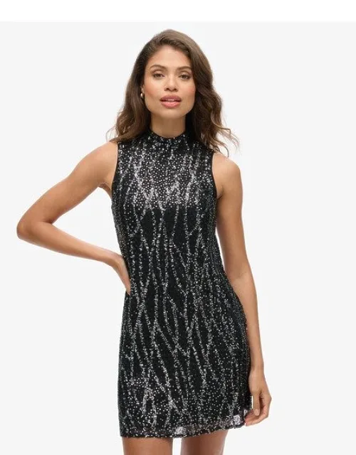 Sleeveless Sequin A-line Mini Dress