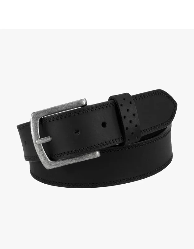 Florsheim Shoes Jarvis Genuine Leather Belt With Double Edge Stitching And Perforated Keeper