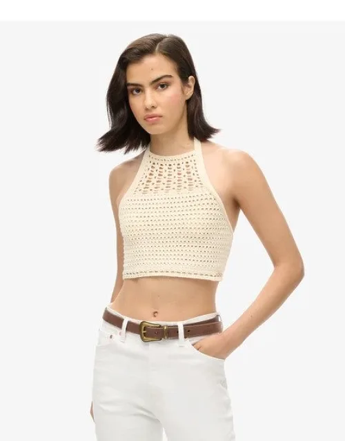 Cropped Halter Crochet Top - Fully Adjustable, Perfect Fit