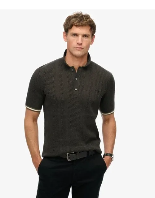Knitted Texture Short Sleeve Polo Shirt