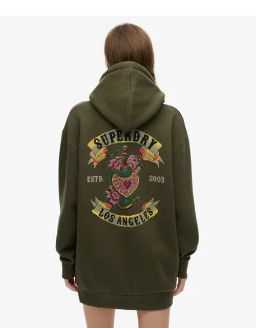 Tattoo Rhinestone Hoodie Dress