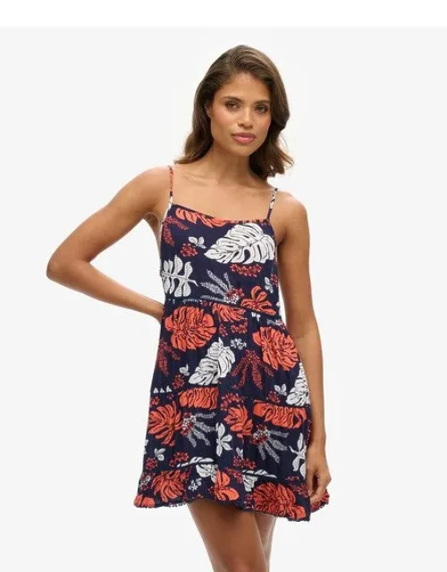 Mini Beach Cami Dress With Adjustable Spaghetti Straps And Lace Detailing