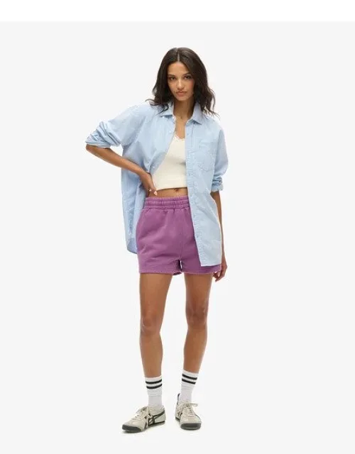 Loose Fit Embroidered Vintage Wash Sweat Shorts