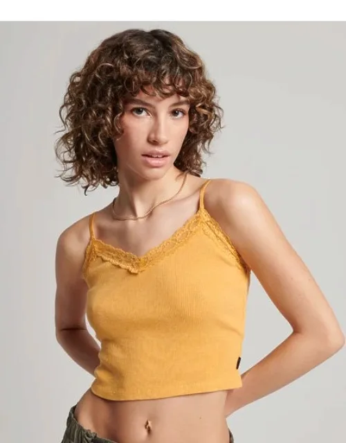 Rib Lace Trim Cami Top
