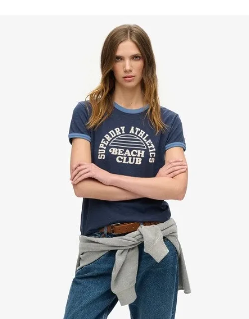 Athletic Essentials Beach Graphic Ringer T-shirt