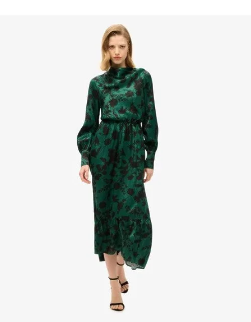 Maxi Cowl Neck Jacquard Dress