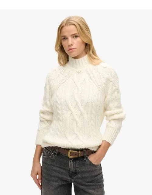 High Neck Cable Knit Jumper