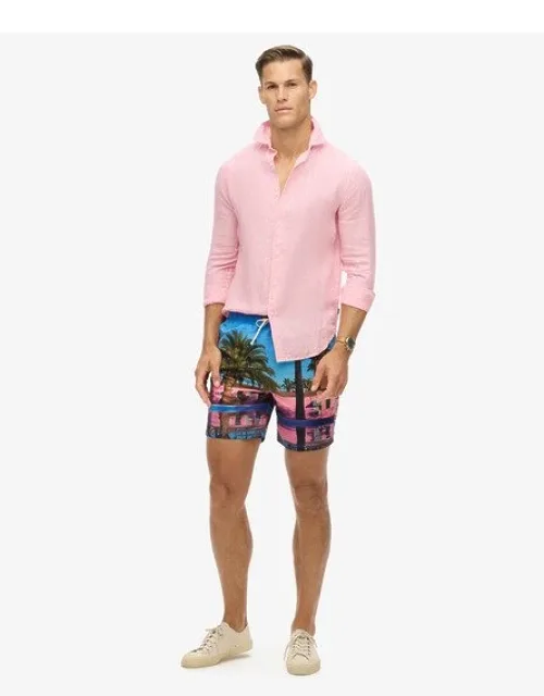 Superdry Photographic 17-inch Recycled Swim Shorts With Drawstring Waist And Zip Back Pocket