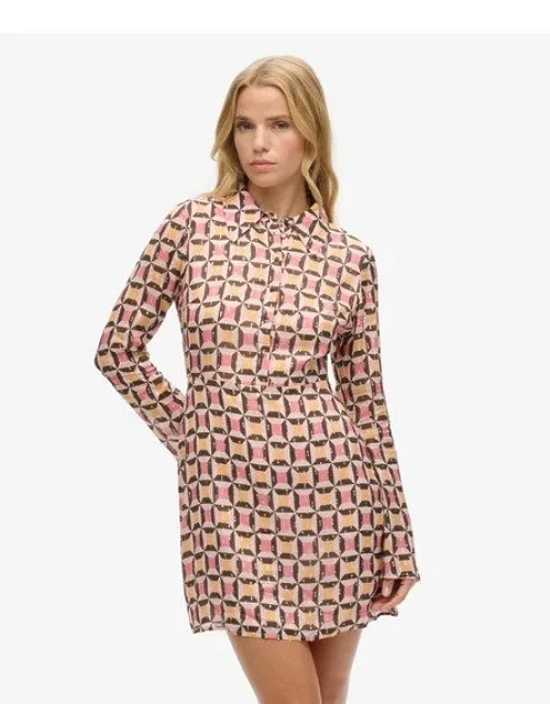 Printed Mini Shirt Dress