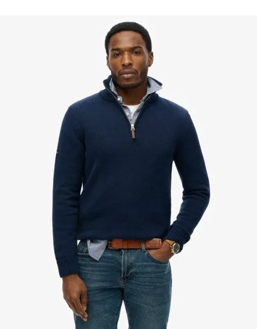 Superdry Cotton Classics Half-zip Knitted Jumper With Ribbed Collar And Cuffs, Half-zip Fastening